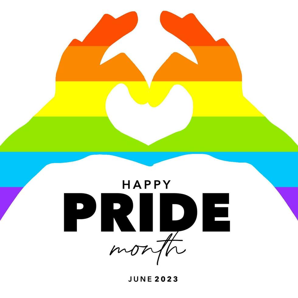 Pride month banner with hand holding heart vector