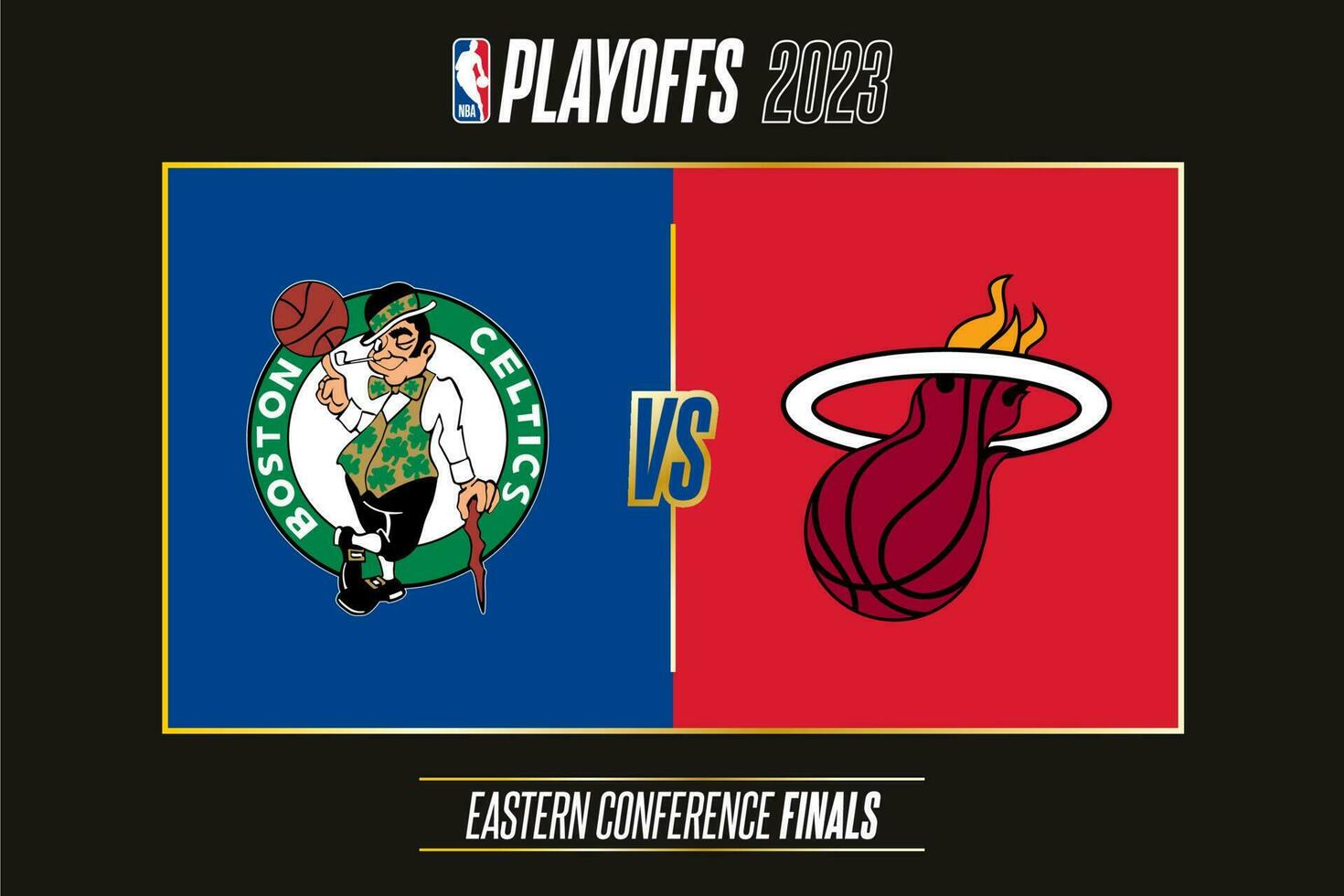 Miami Heat vs Boston Celtics, Conference Finals of 2023 NBA playoffs. Tournament of the National Basketball Associations 2022-23 season. Tbilisi, Georgia - May 15, 2023. vector