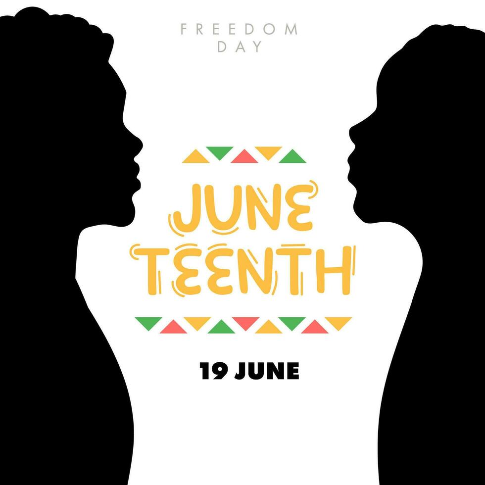 diecinueve de junio libertad día con silueta africano personas vector