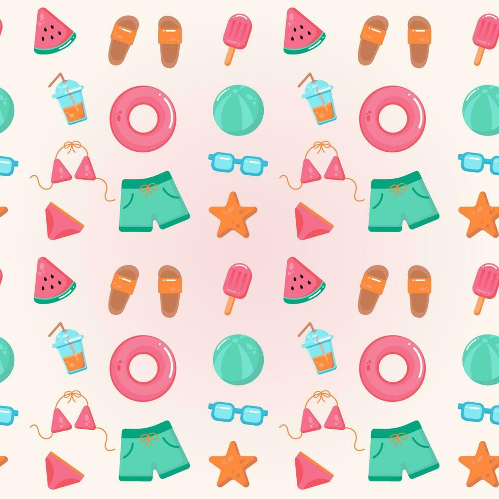 Hello summer cute seamless pattern vector