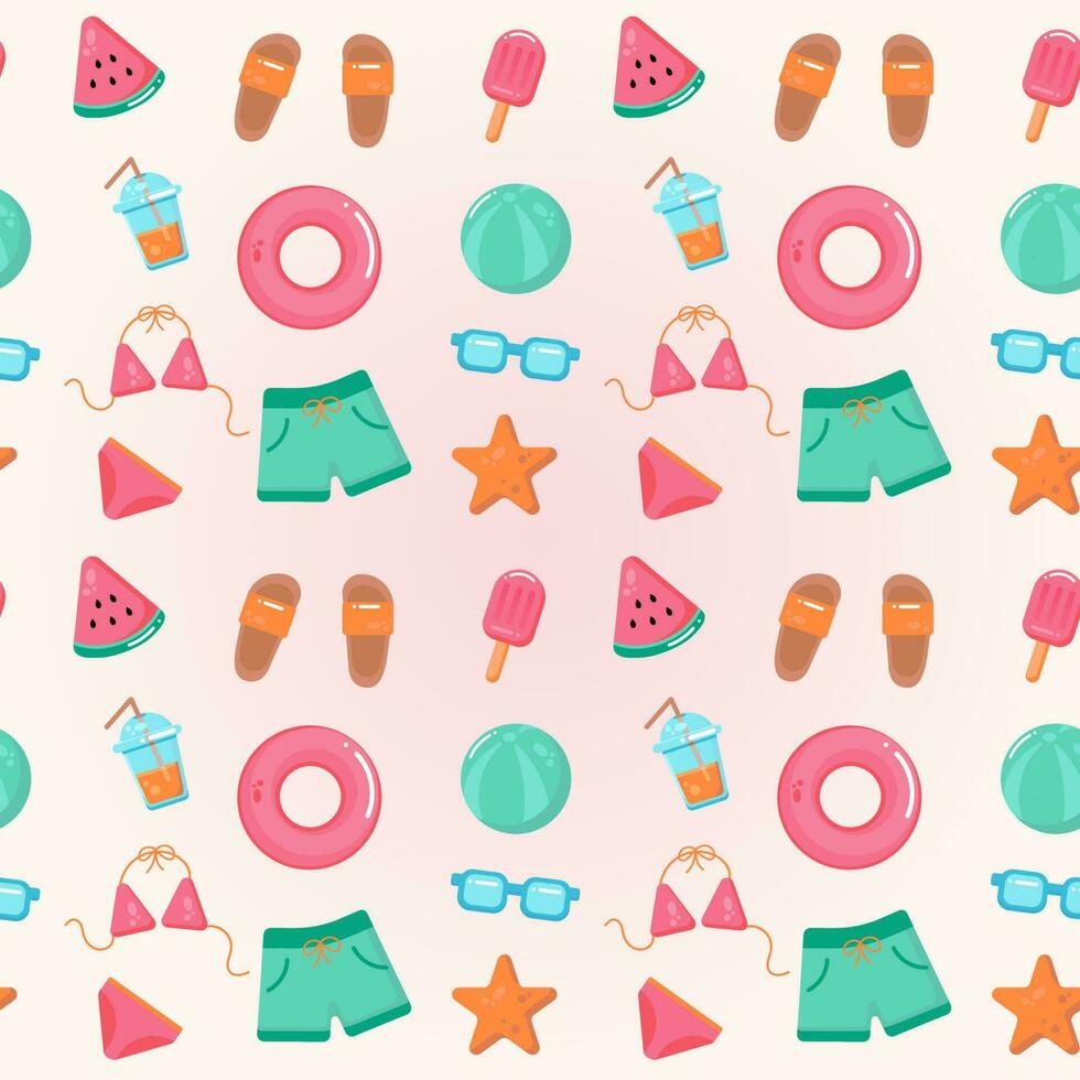 Hello summer cute seamless pattern vector