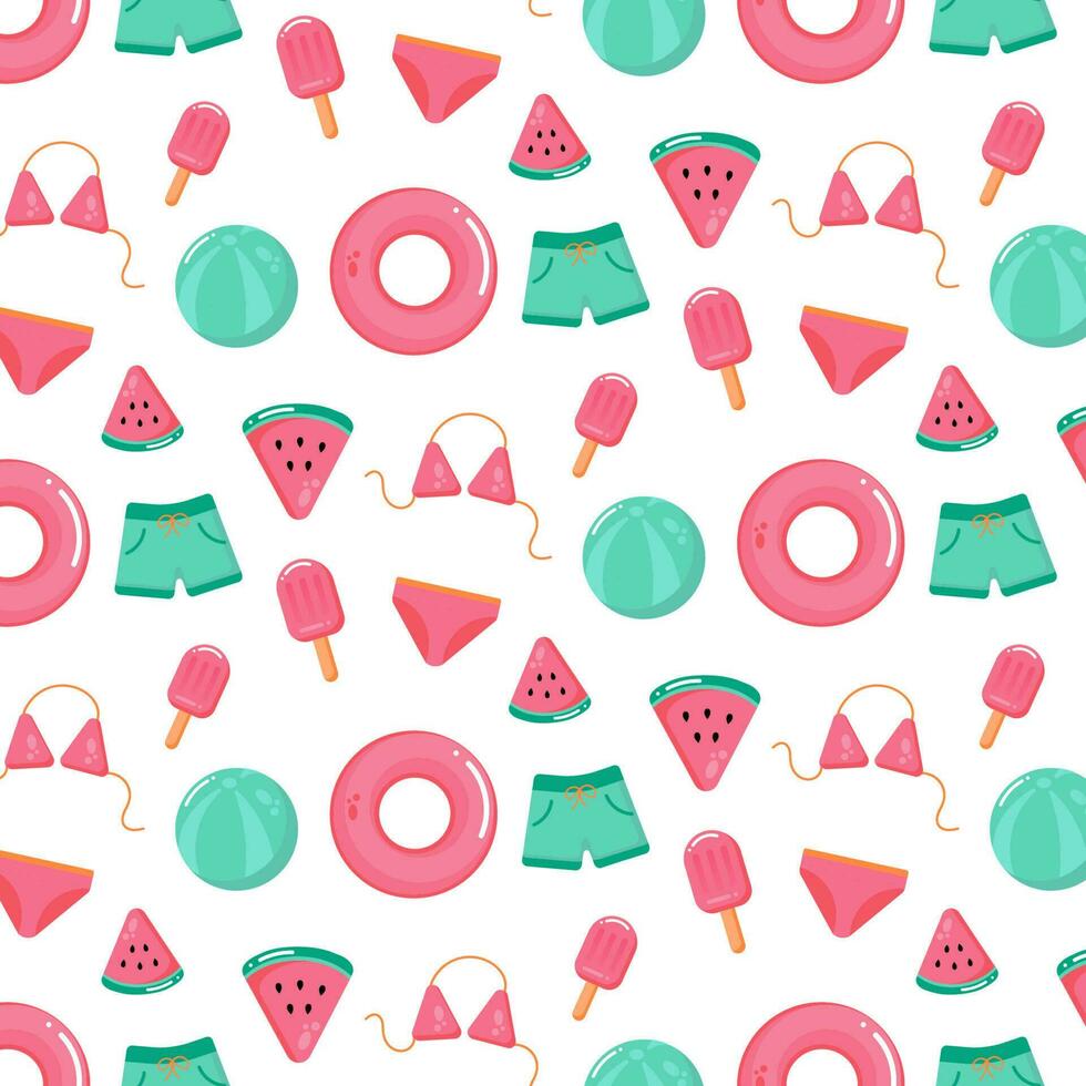 Hello summer cute seamless pattern vector