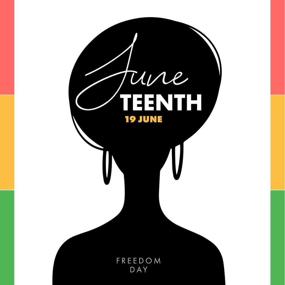 Juneteenth freedom day banner with silhouette african woman vector