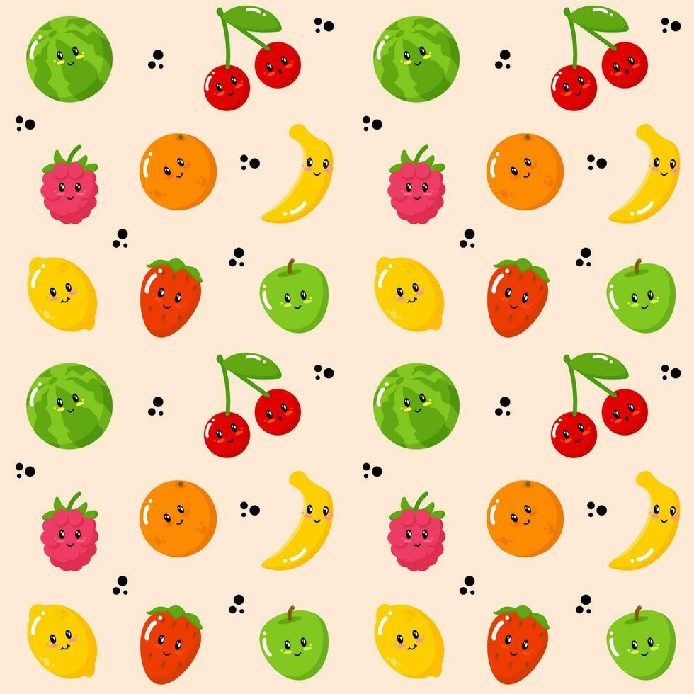 fruits and berries seamless pattern vector