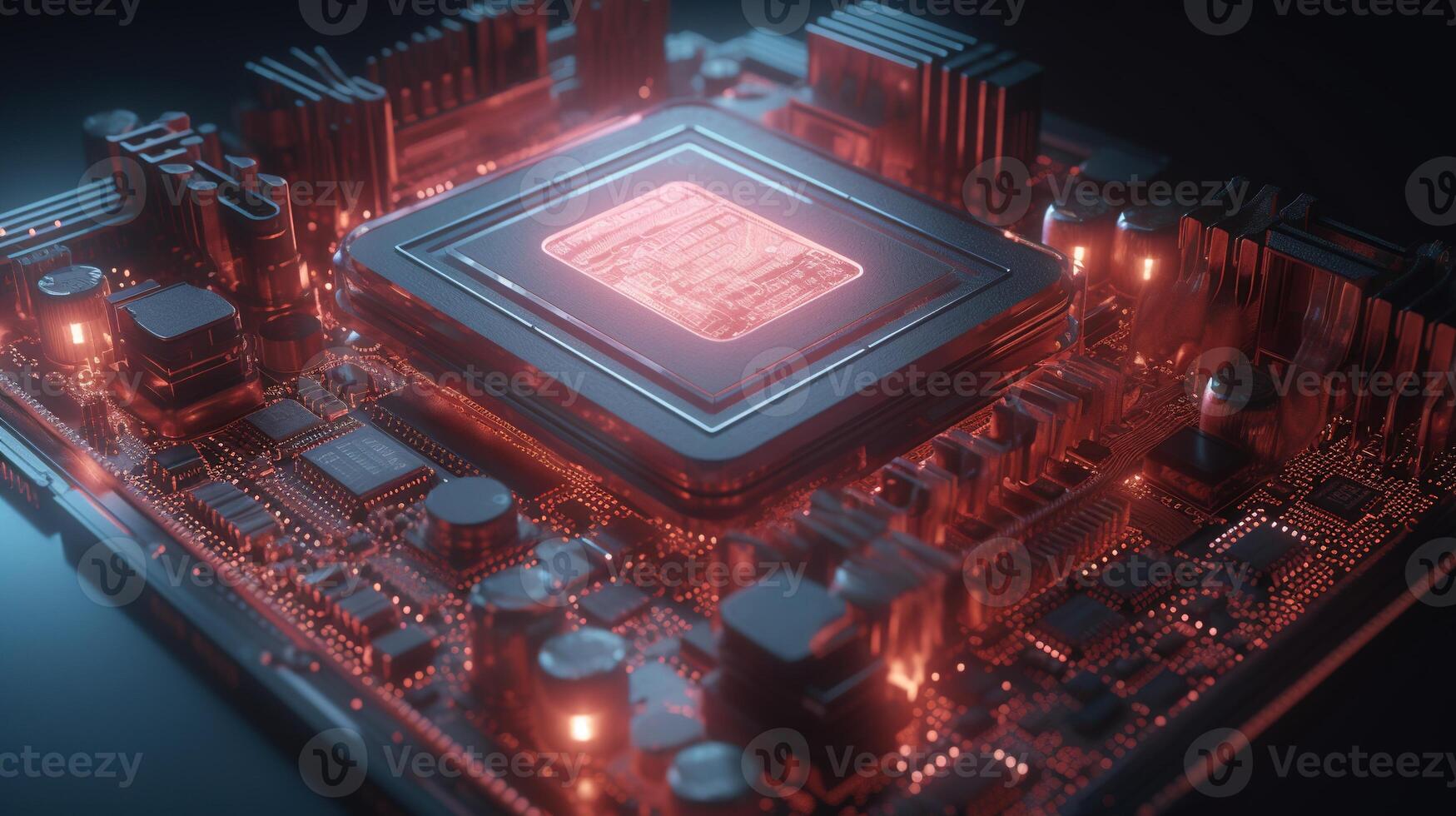 3d rendering of abstract technology concept background. Futuristic circuit board. photo
