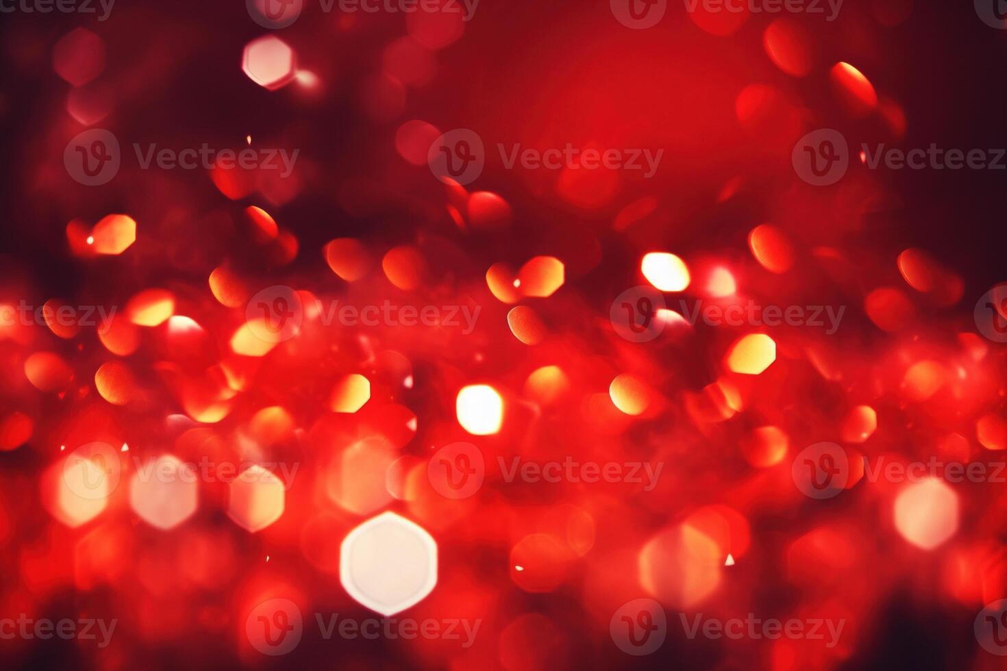 Abstract Christmas background with bokeh defocused lights and red color. photo