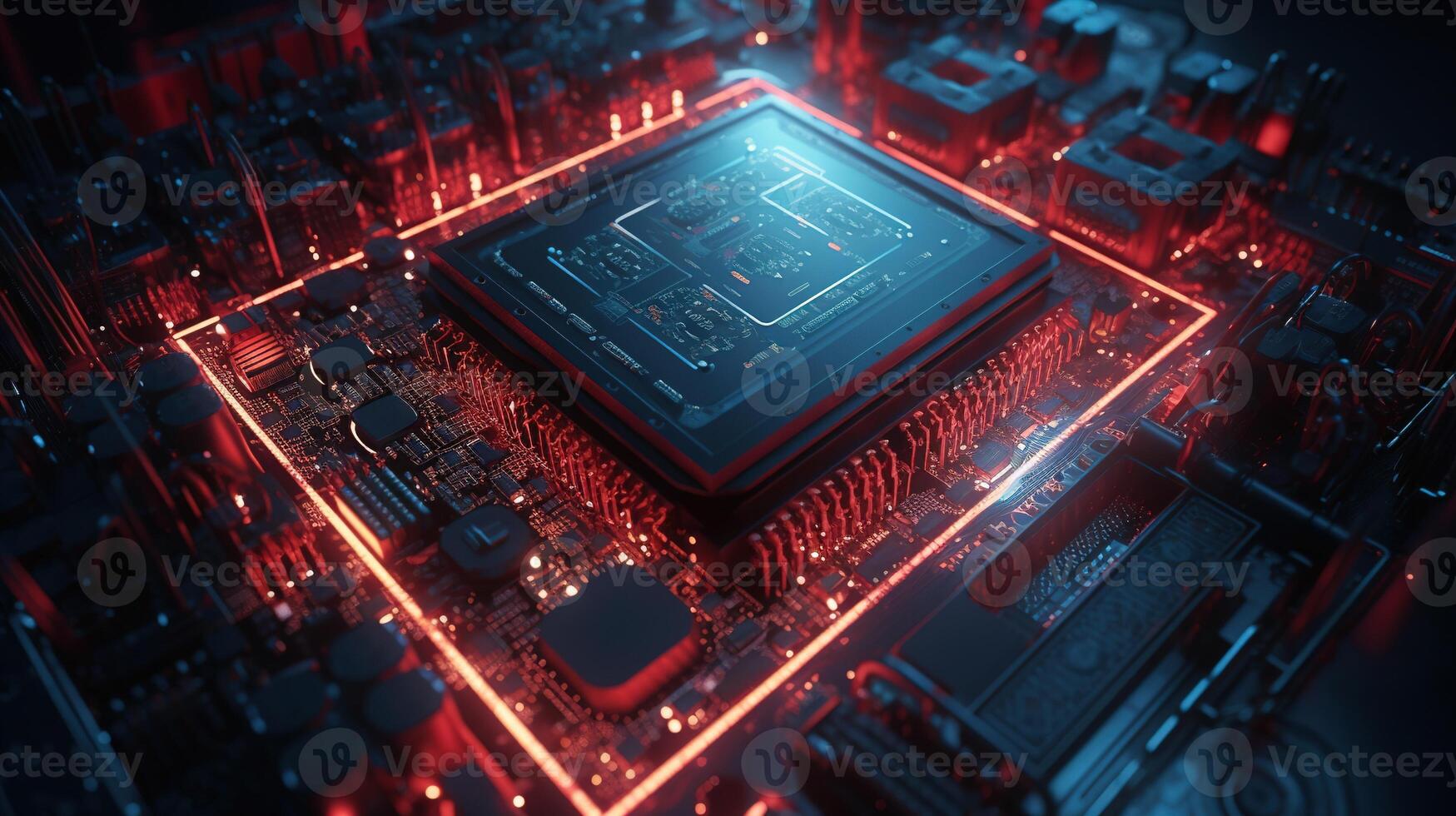 3d rendering of abstract technology concept background. Futuristic circuit board. photo