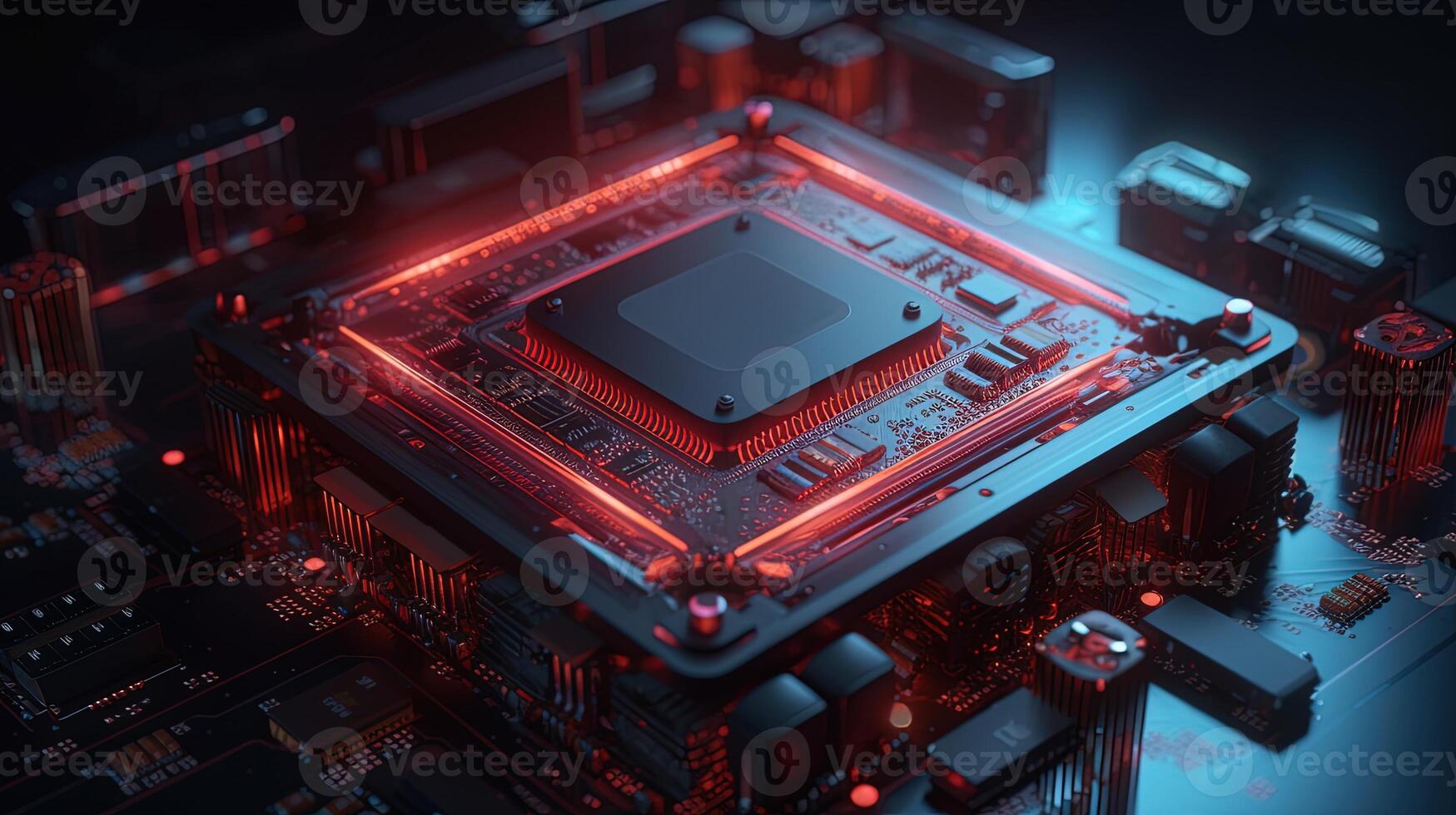 3d rendering of abstract technology concept background. Futuristic circuit board. photo