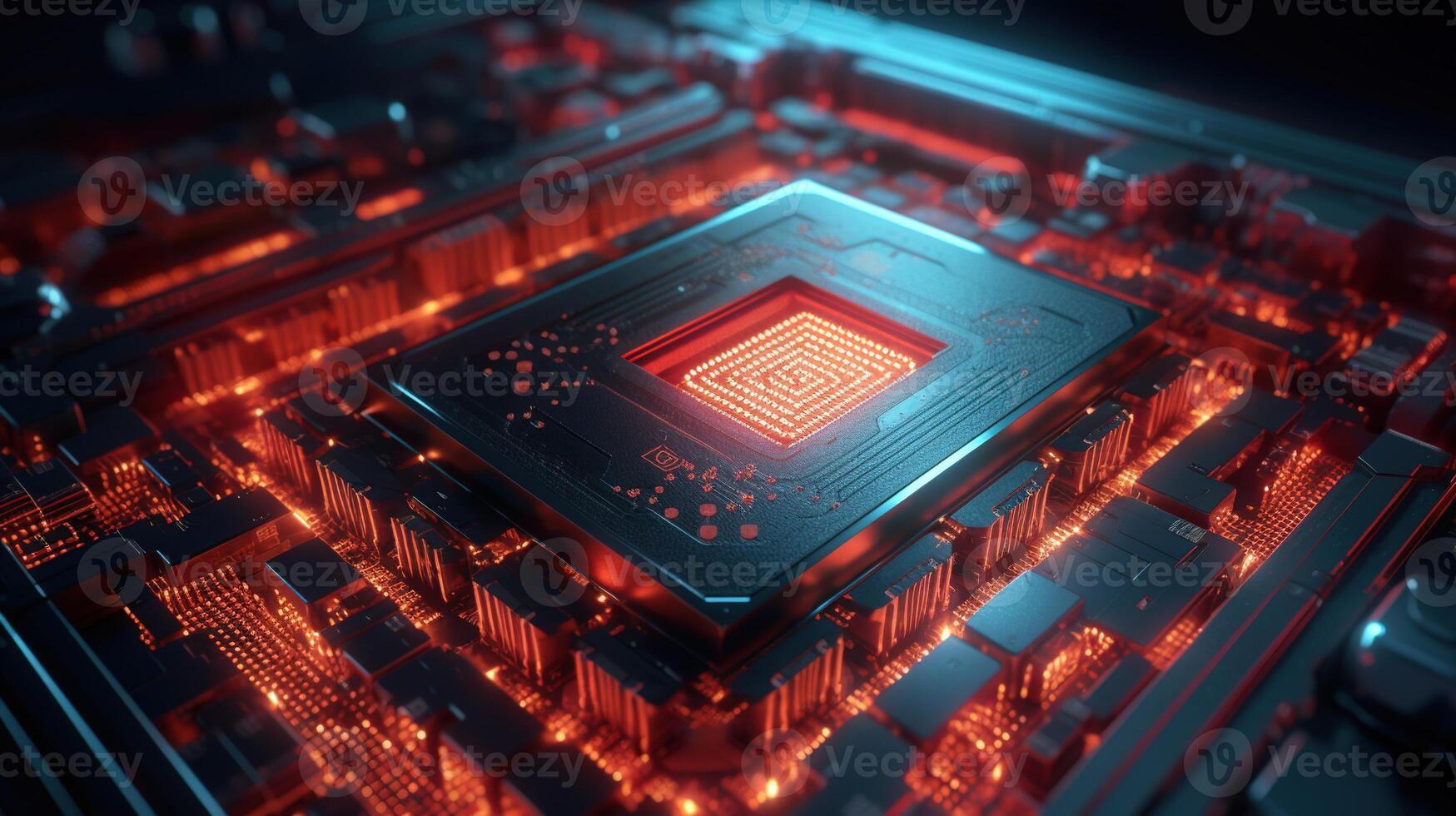 3d rendering of abstract technology concept background. Futuristic circuit board. photo
