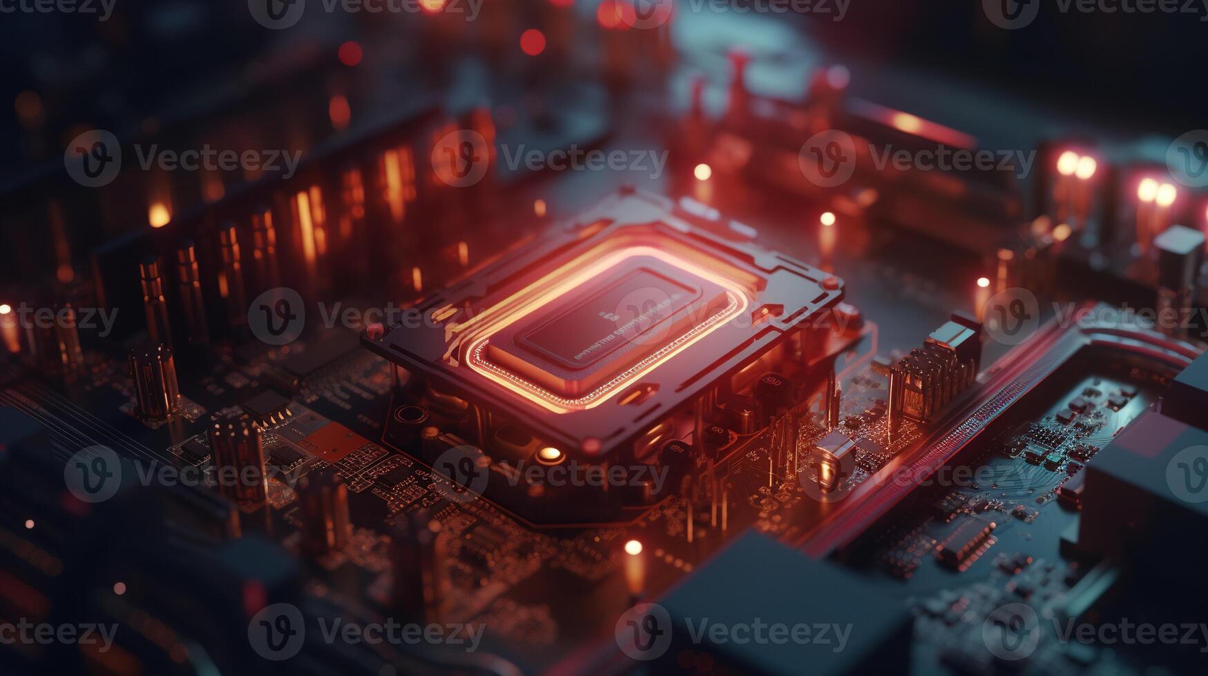 3d rendering of abstract technology concept background. Futuristic circuit board. photo