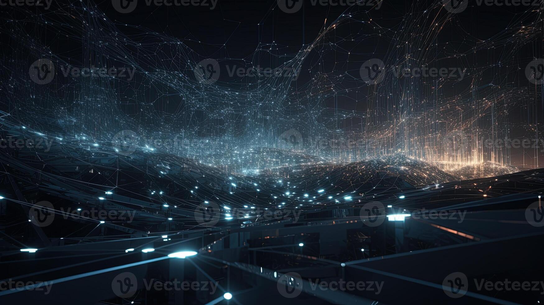 3d rendering abstract digital technology background. Network connection structure. Digital data visualization. photo