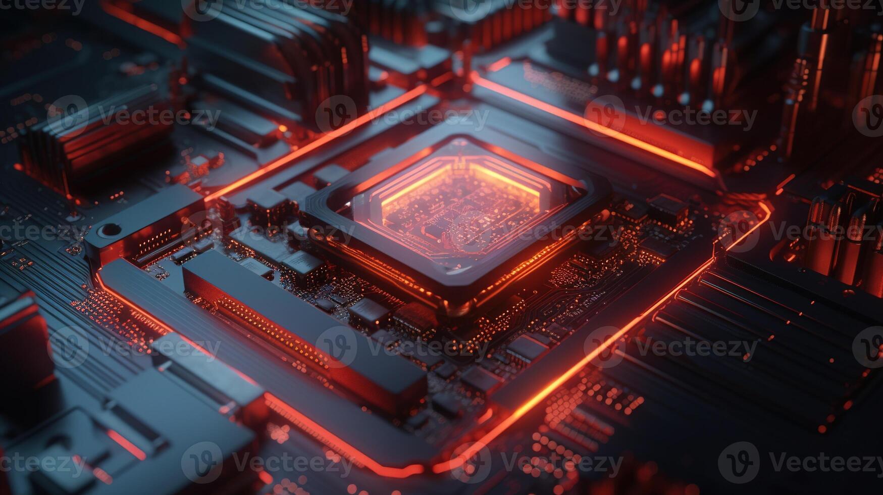 3d rendering of abstract technology concept background. Futuristic circuit board. photo