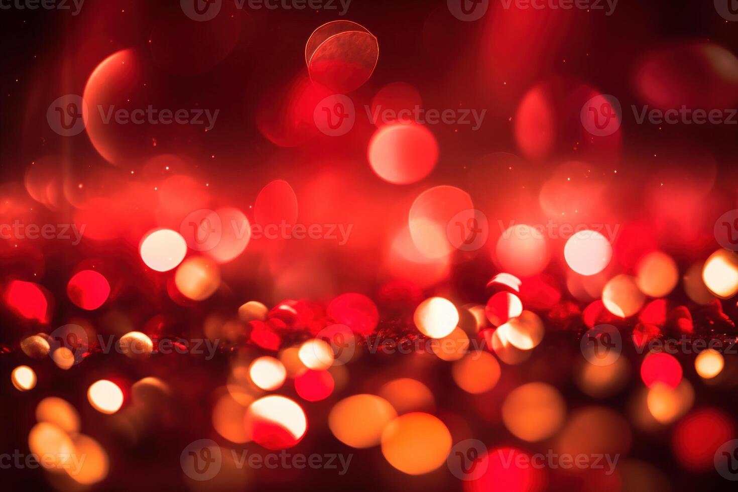 Abstract Christmas background with bokeh defocused lights and red color. photo