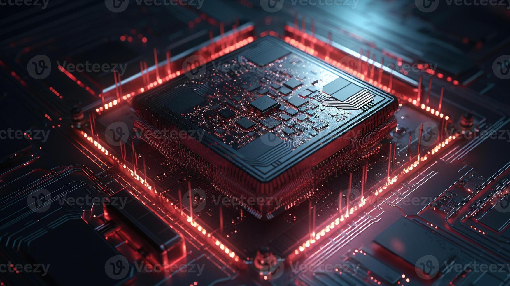 3d rendering of abstract technology concept background. Futuristic circuit board. photo