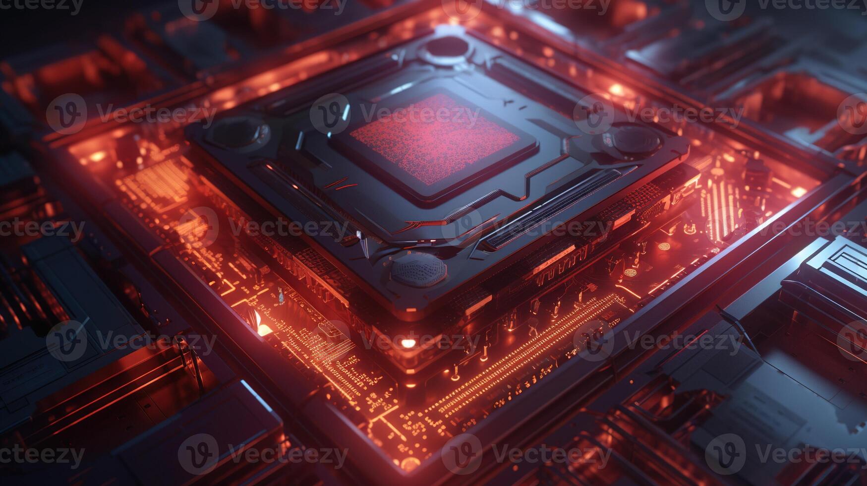 3d rendering of abstract technology concept background. Futuristic circuit board. photo