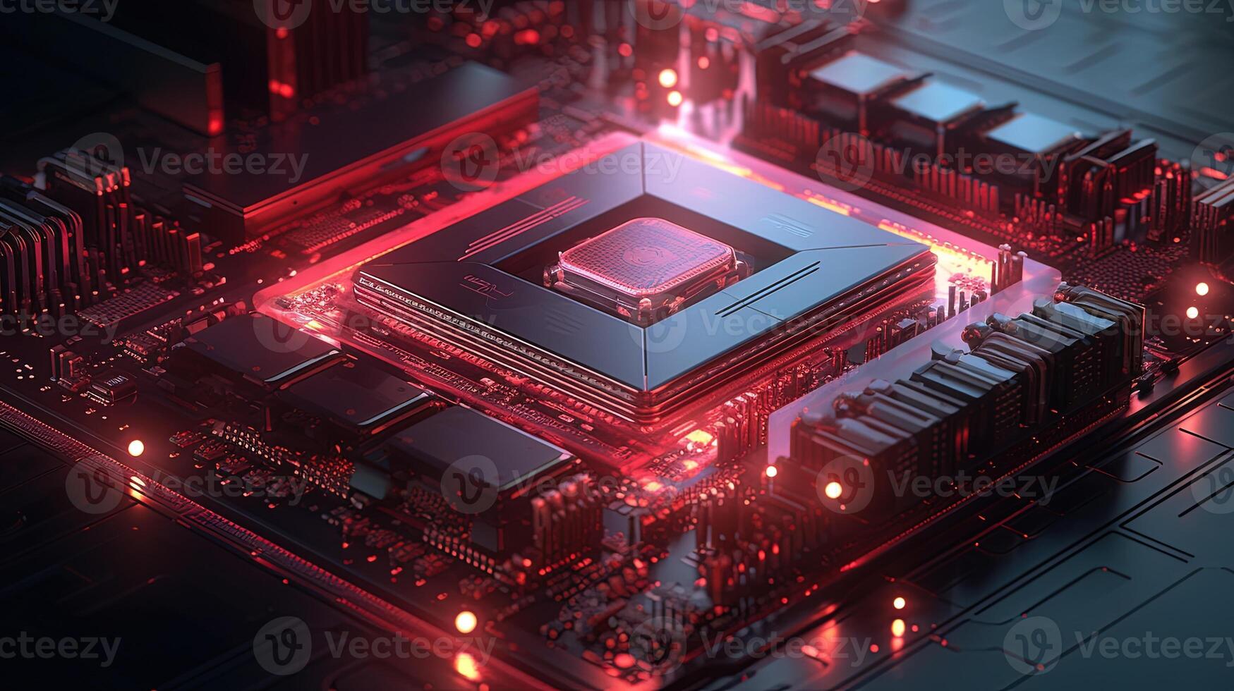 3d rendering of abstract technology concept background. Futuristic circuit board. photo