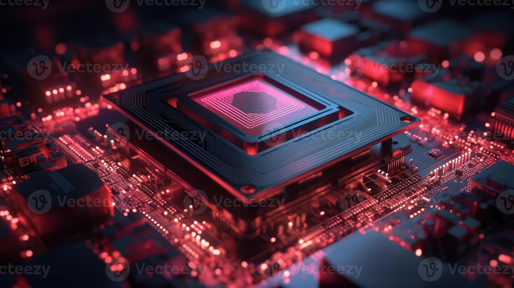 3d rendering of abstract technology concept background. Futuristic circuit board. photo