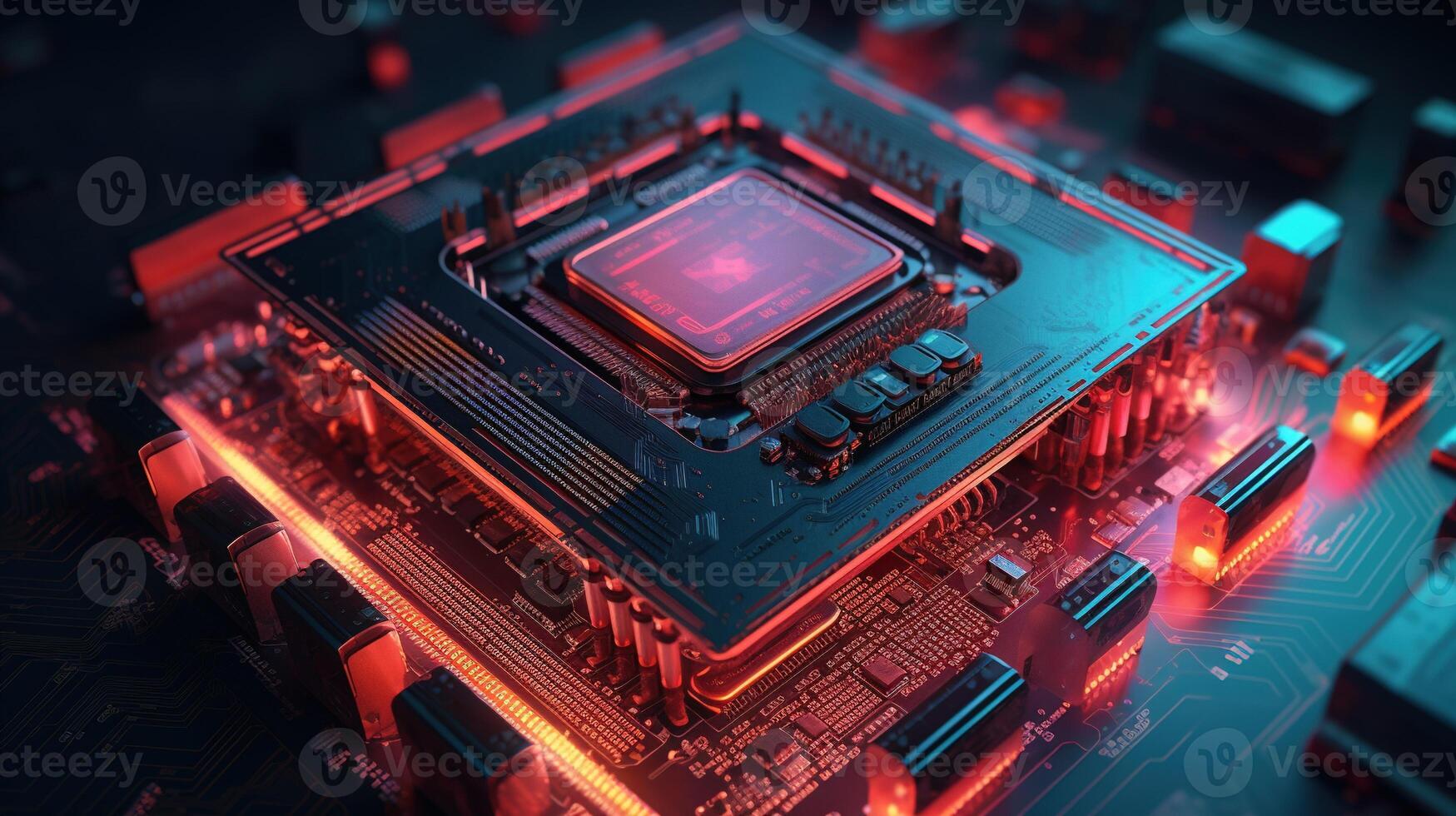 3d rendering of abstract technology concept background. Futuristic circuit board. photo