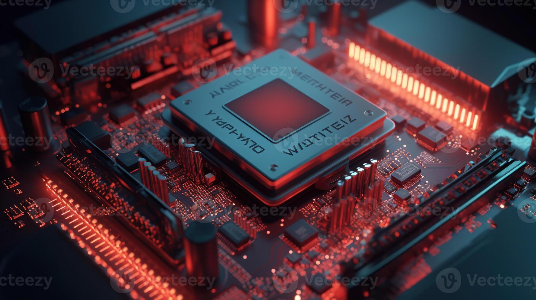 3d rendering of abstract technology concept background. Futuristic circuit board. photo