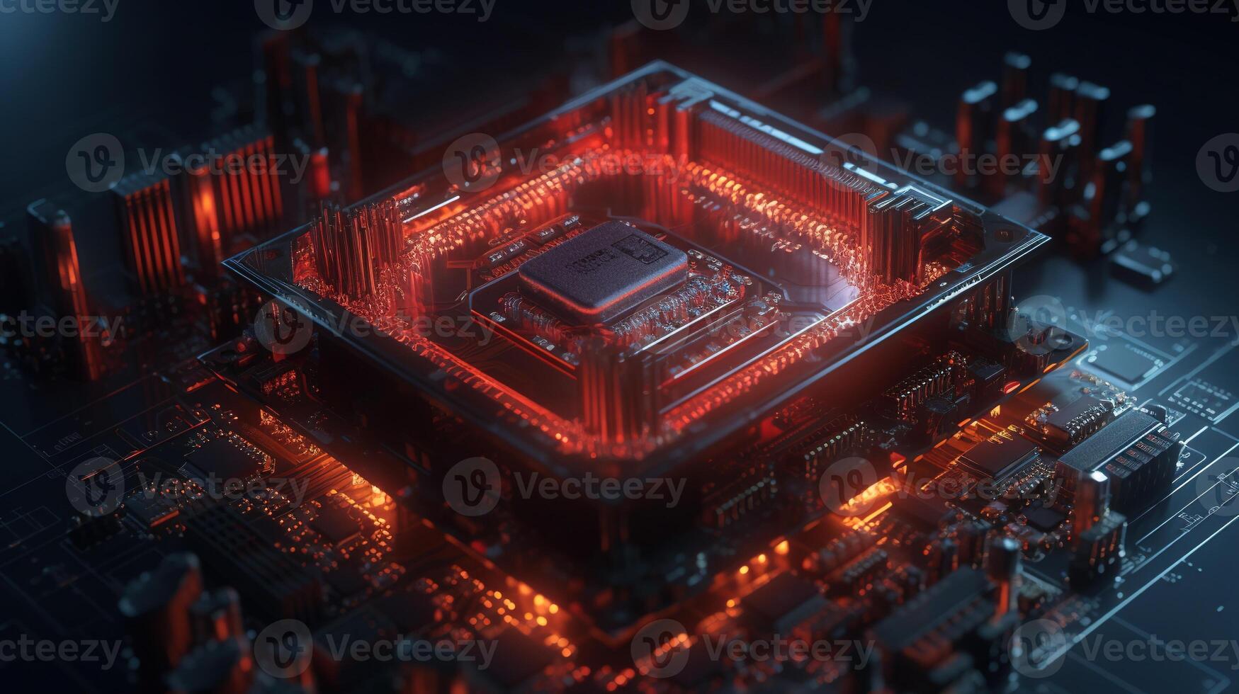 3d rendering of abstract technology concept background. Futuristic circuit board. photo