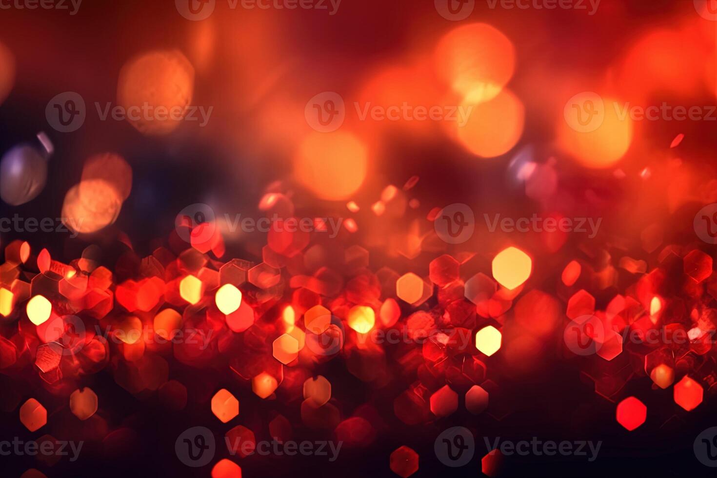 Abstract Christmas background with bokeh defocused lights and red color. photo