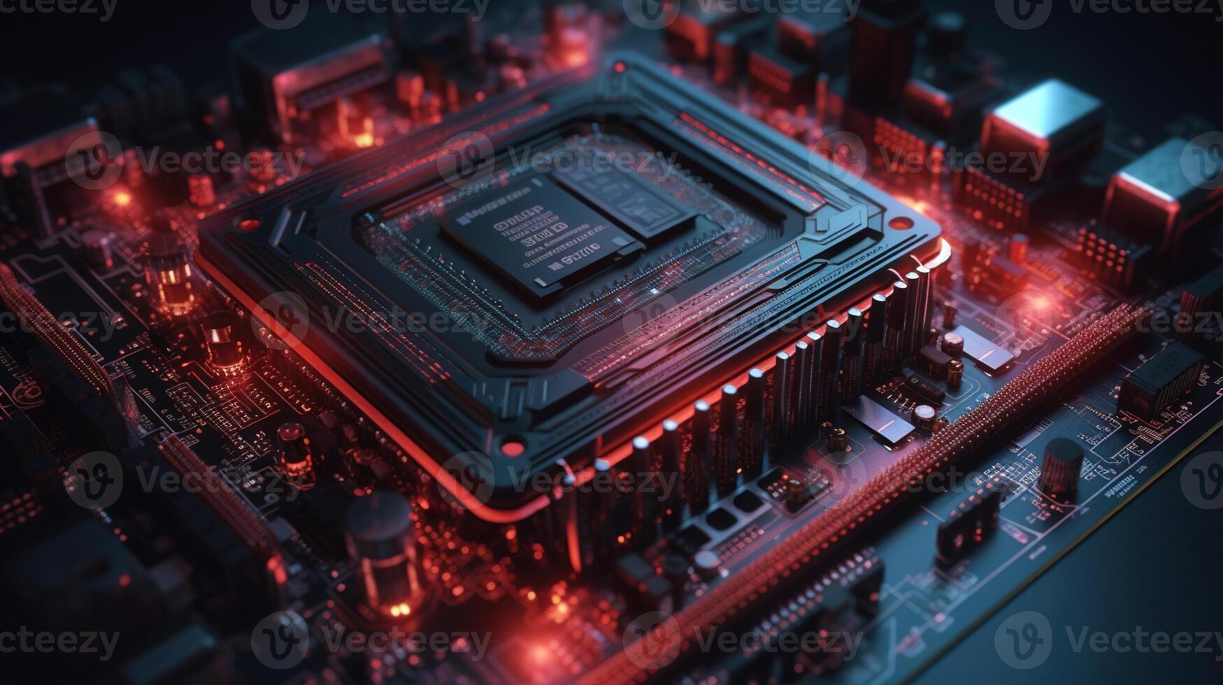 3d rendering of abstract technology concept background. Futuristic circuit board. photo