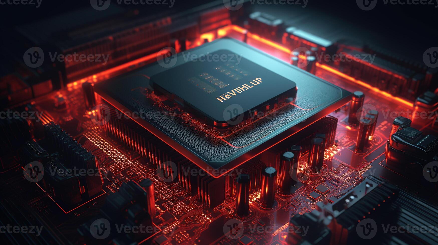 3d rendering of abstract technology concept background. Futuristic circuit board. photo