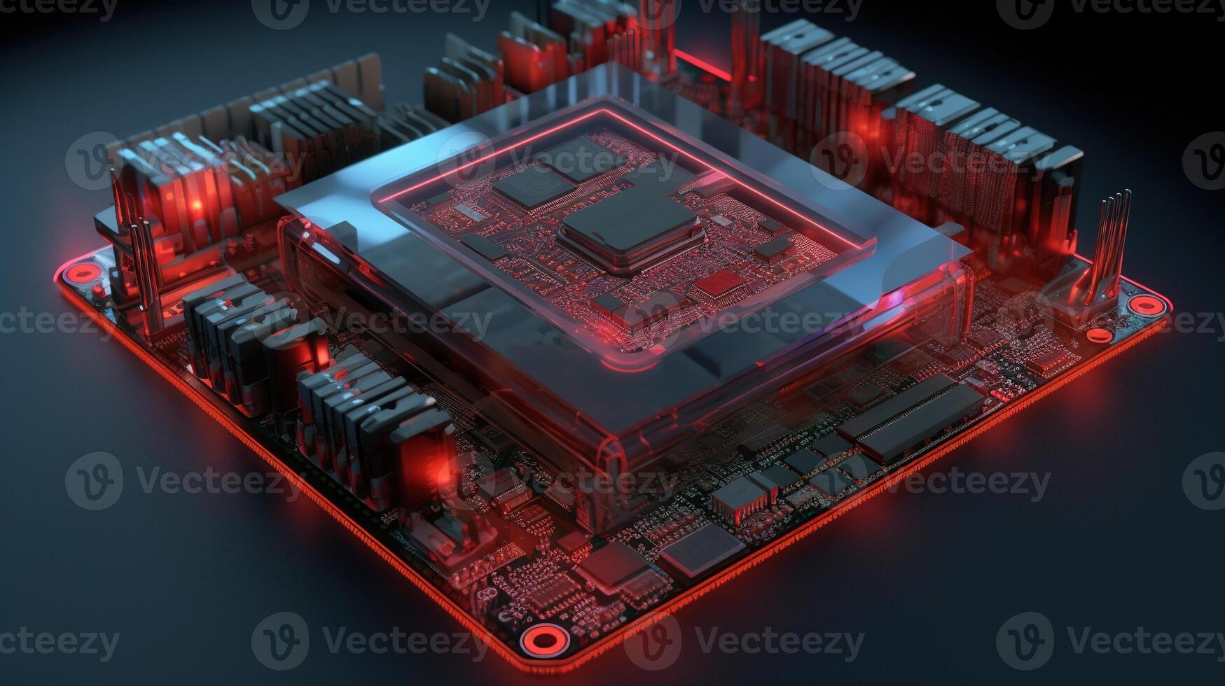 3d rendering of abstract technology concept background. Futuristic circuit board. photo