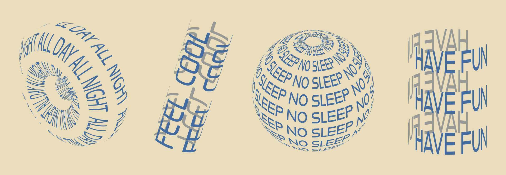 Trendy geometric shapes, donuts with text. 2000s style elements for posters, stickers, web, clothes, etc. vector
