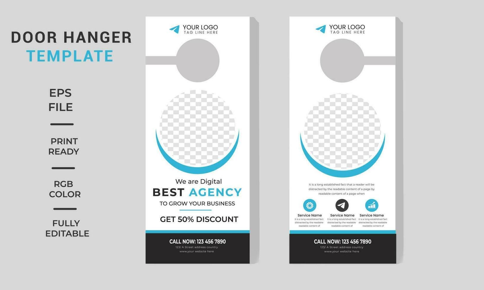 Marketing door hanger design and Modern and corporate door hanger