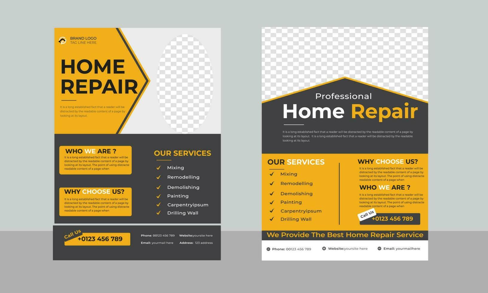 Home repair flyer and Handyman service flyer poster templatem,Home repair Handyman A4 Flyer Poster Templates Design vector