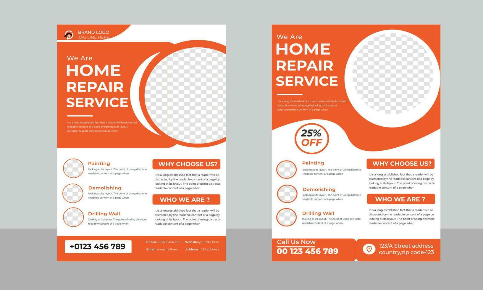 a4 Construction Flyer Design Template,Home repair service flyer Vector and editable flyer design