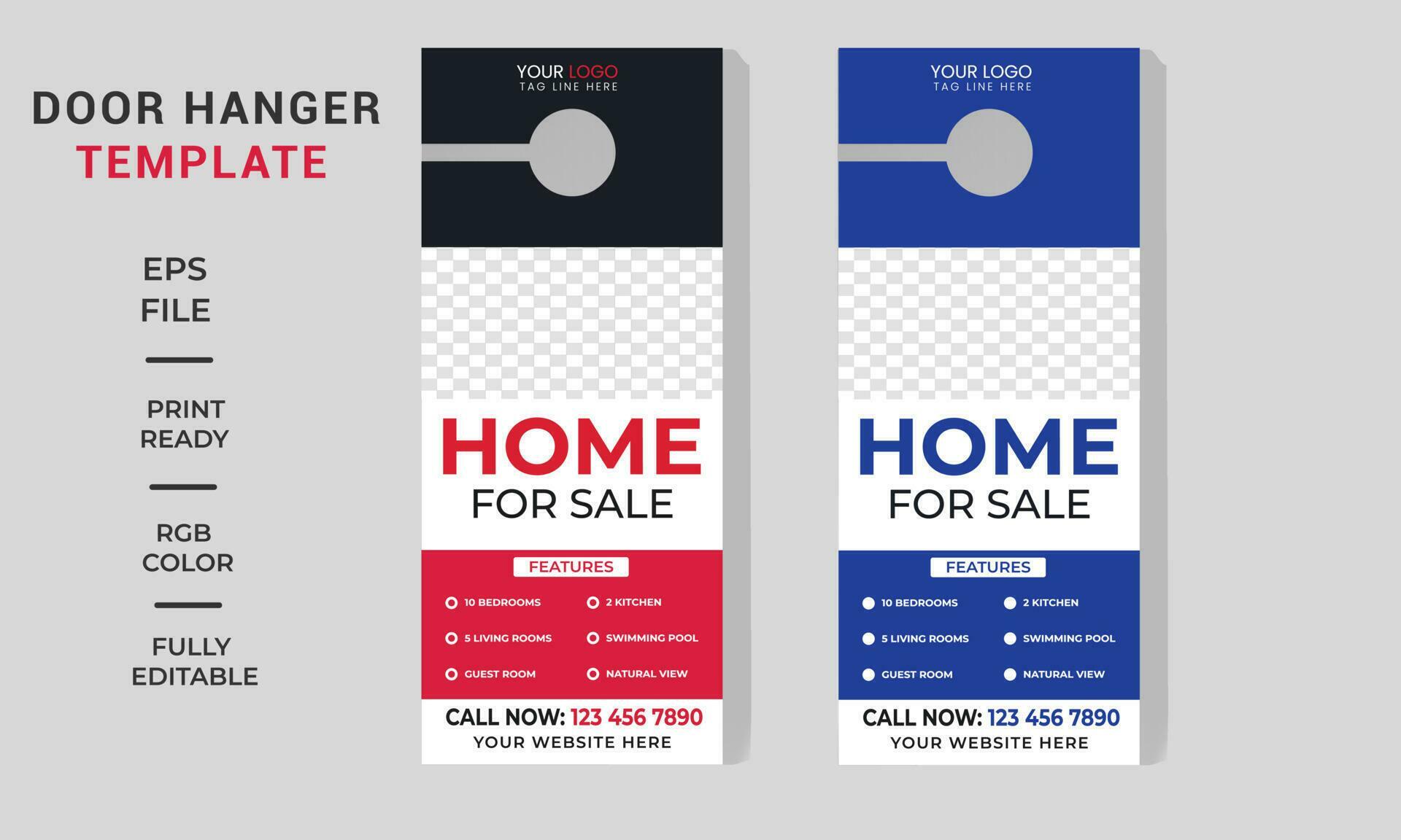 Real estate door hanger,Corporate business door hanger layout vector premium set 24262340 Vector
