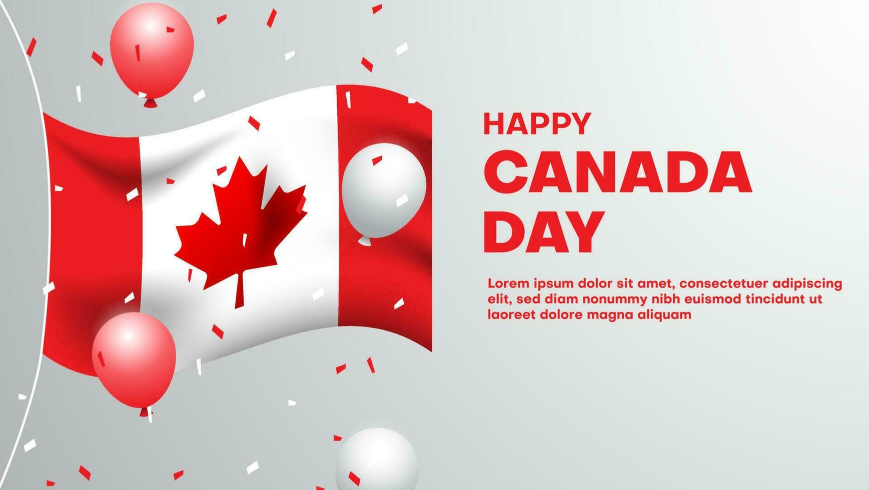 happy canada day background with flag and balloons vector