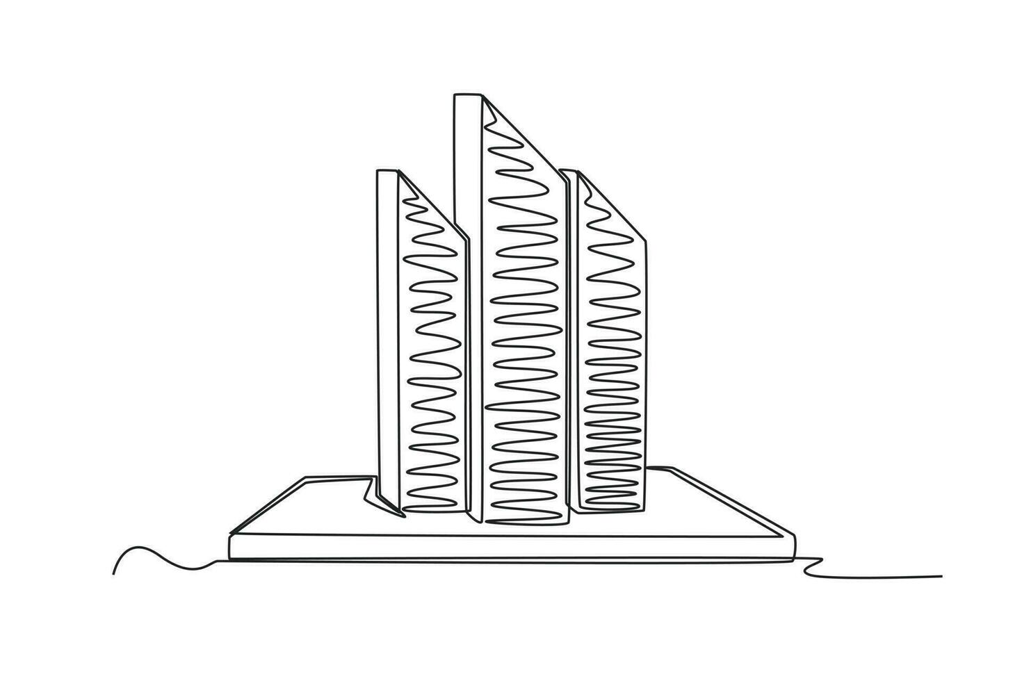 Continuous one line drawing modern building displays for living room. Interior concept. Single line draw design vector graphic illustration.
