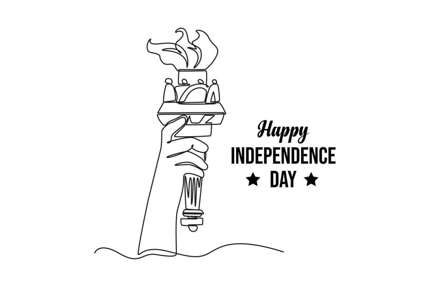 Continuous one line drawing 4th of July. Happy Independence Day concept. Single line draw design vector graphic illustration.