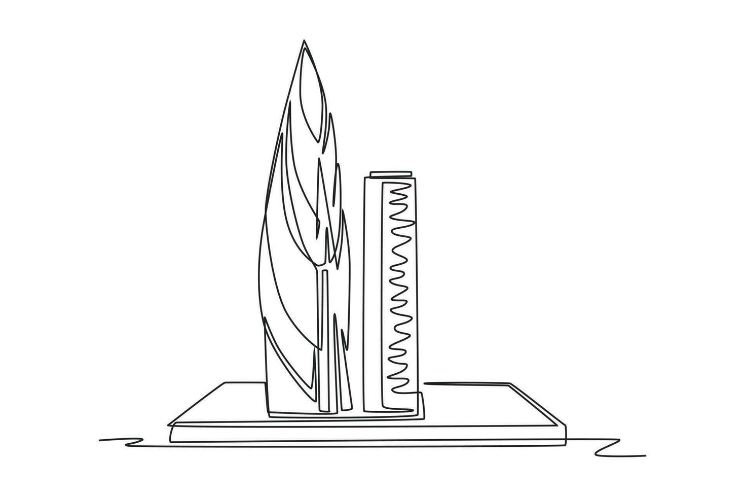 Continuous one line drawing modern building displays for living room. Interior concept. Single line draw design vector graphic illustration.