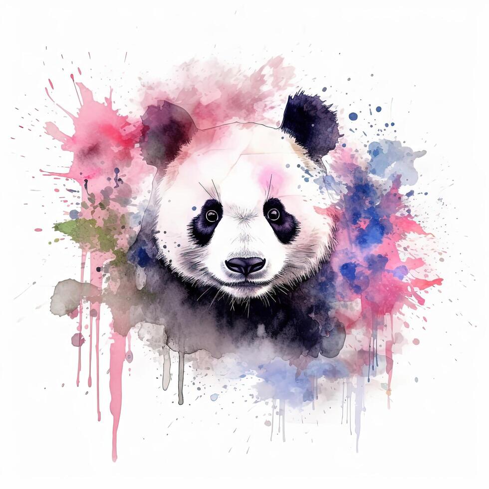 linda acuarela panda. ilustración ai generativo foto