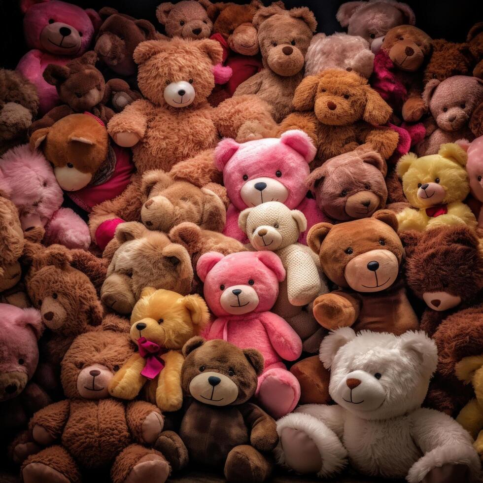 Pile of cute plush teddy bears Illustration photo