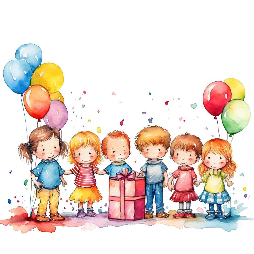 Kids cartoon birthday background. Illustration photo