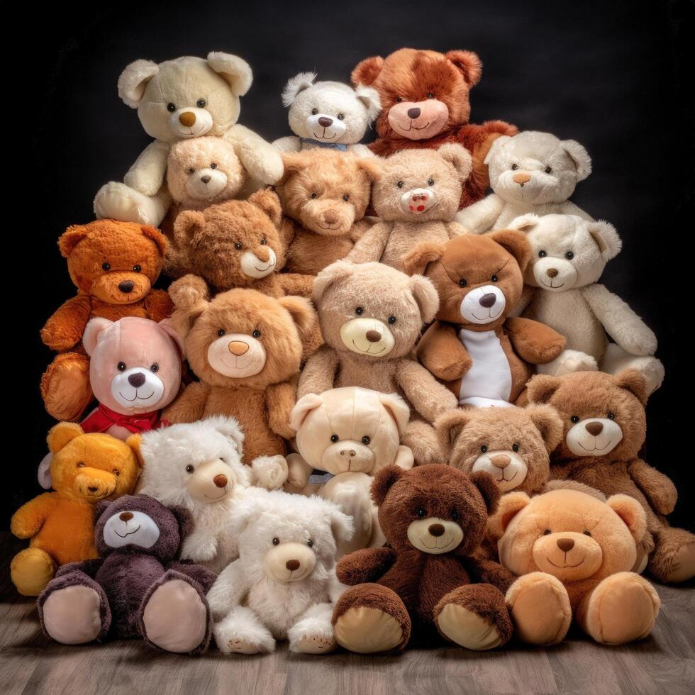 Pile of cute plush teddy bears Illustration photo