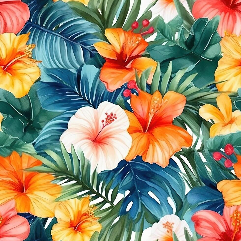 Watercolor floral pattern. Illustration photo