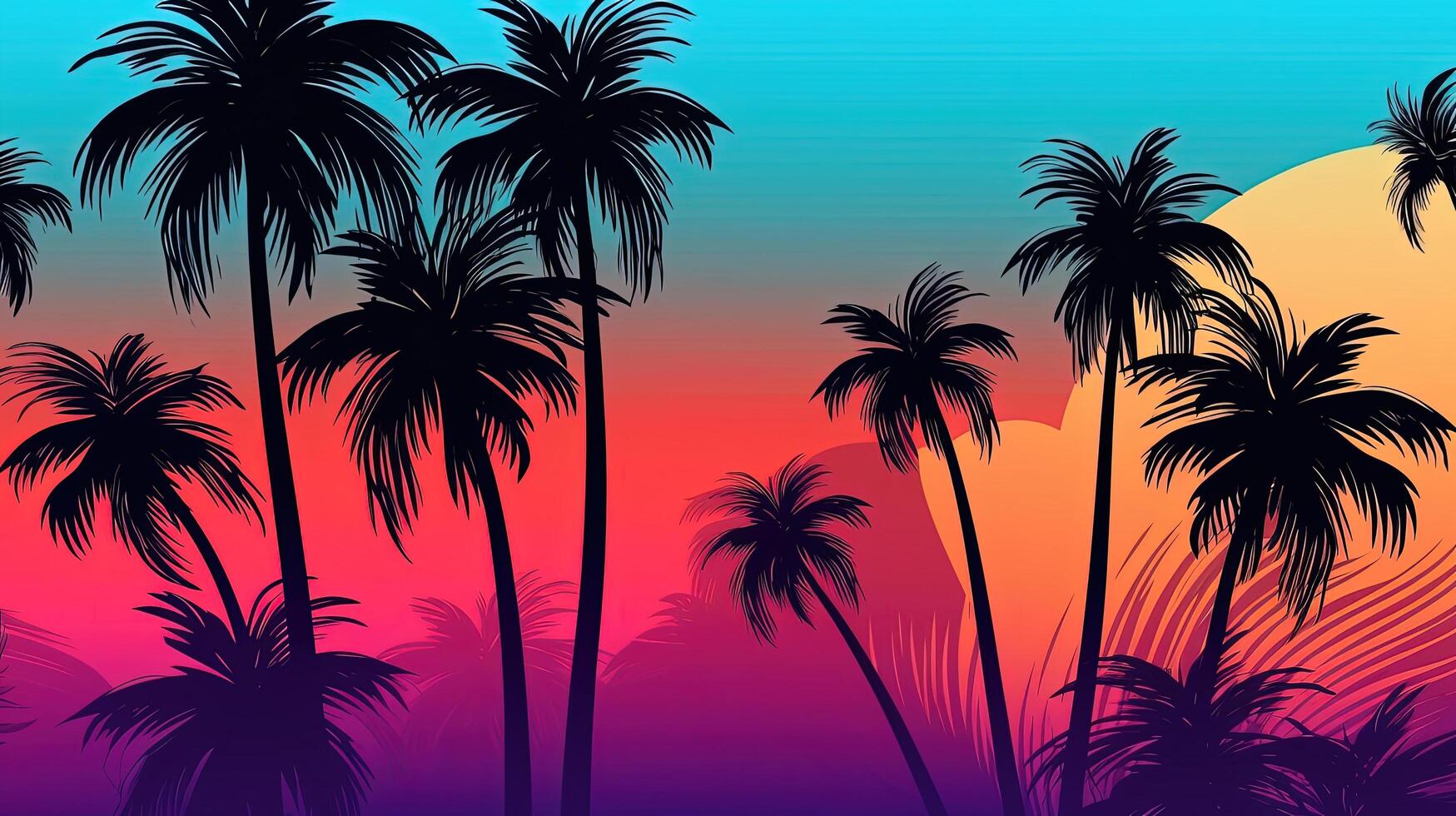 Colorful palm background. Illustration photo