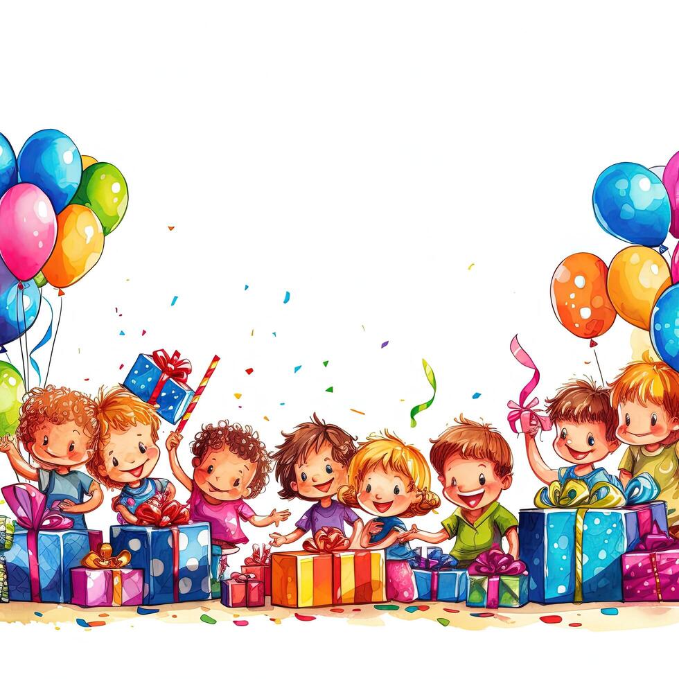 Kids cartoon birthday background. Illustration photo