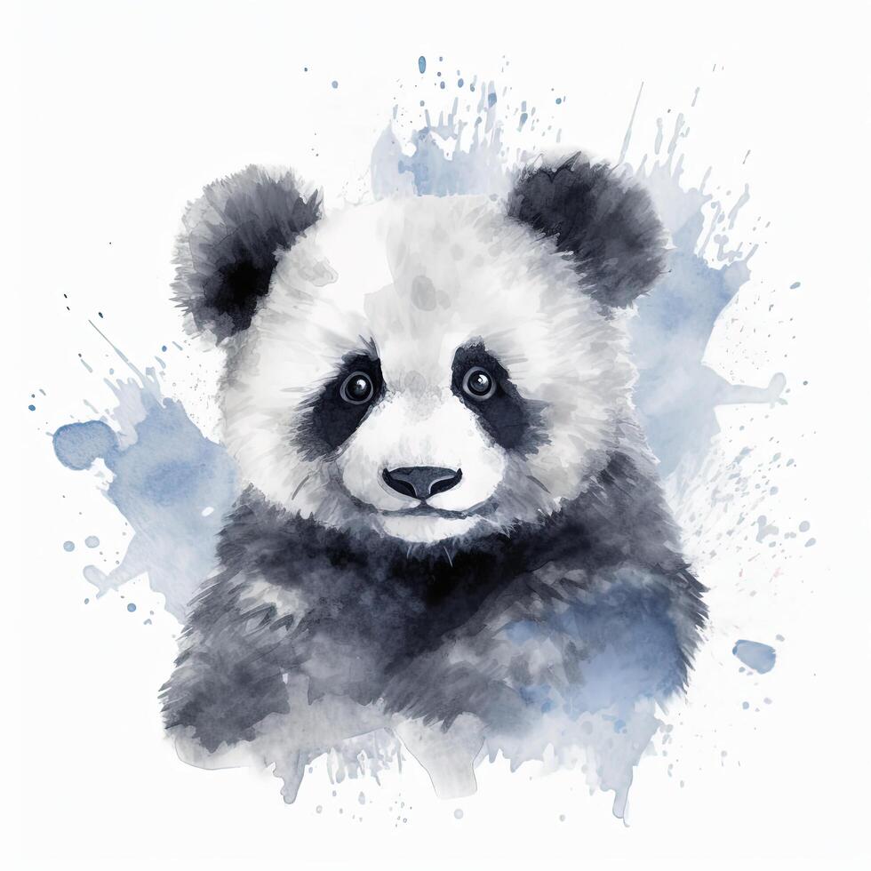 Cute watercolor panda. Illustration photo