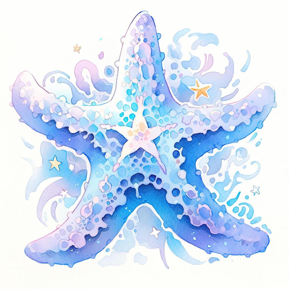 Watercolor starfish. Illustration photo