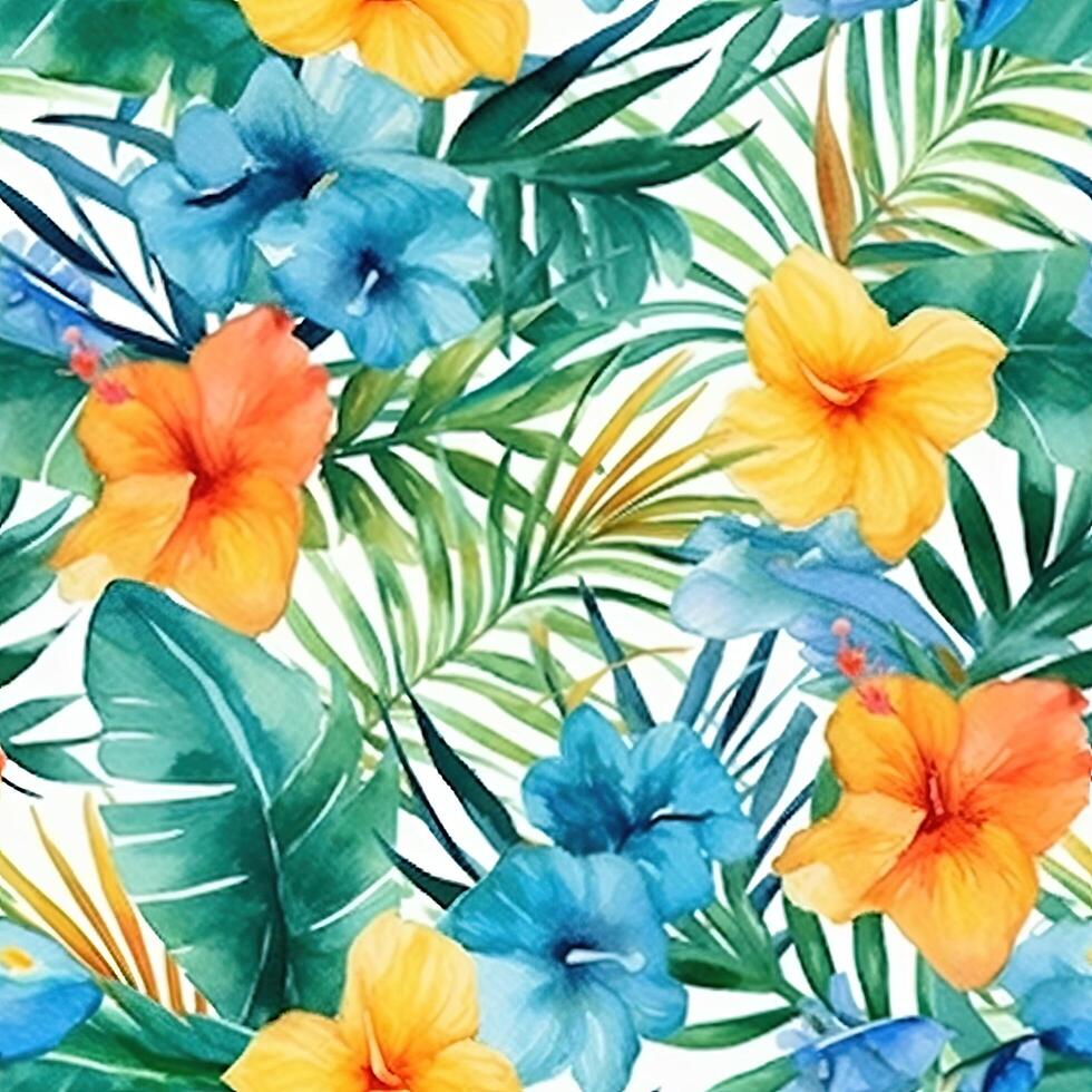 Watercolor floral pattern. Illustration photo