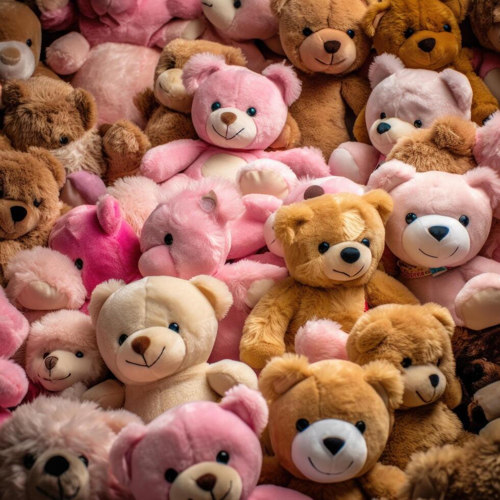 Pile of cute plush teddy bears Illustration photo