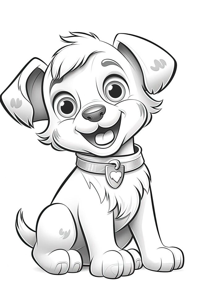 Coloring page with puppy. Illustration photo