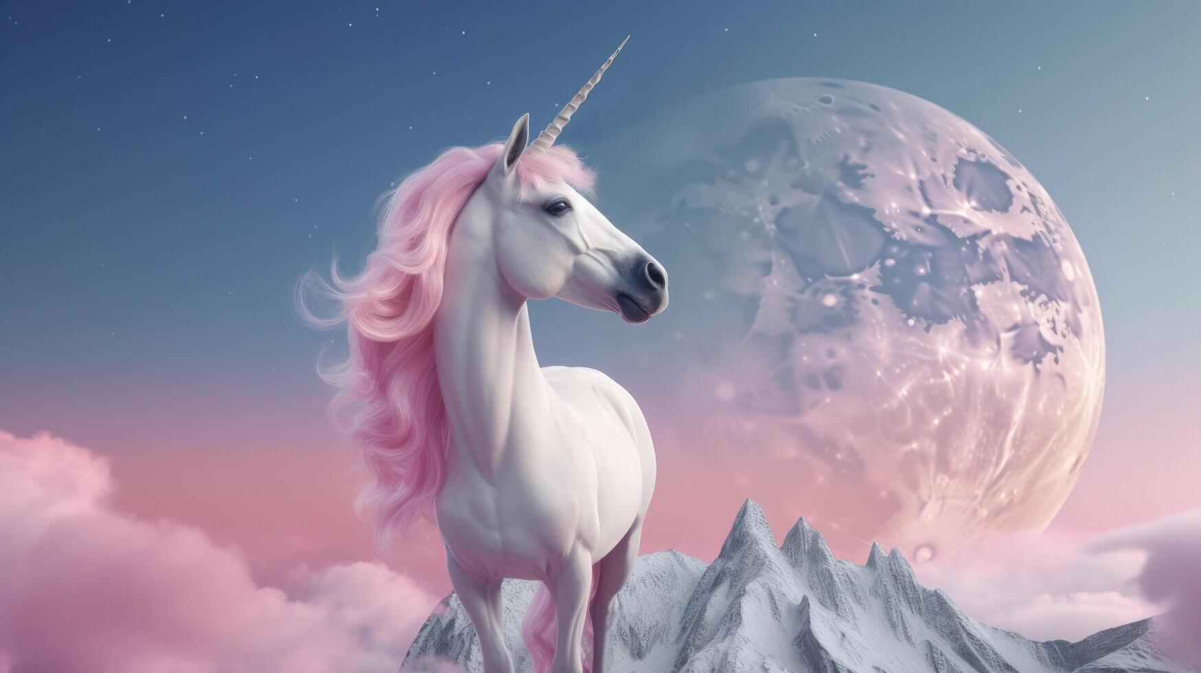 Pink background with unicorn. Illustration photo